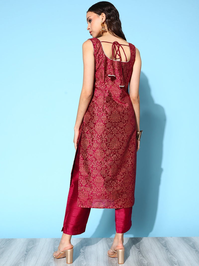 Ahalyaa Wine Kurta for Women - Image 4