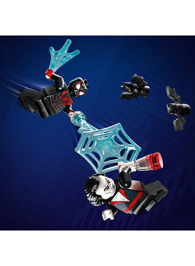 LEGO Marvel Miles Morales Vs. Morbius Building Toy Set; Adventures In The Spiderverse; Spider-Man Comic Book Action With 2 Minifigures And A Racer Car; Gift For Spidey Fans Aged 7+ (220 Pieces) 76244