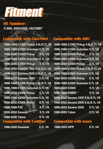 YIHOVY Upgraded Fuel Injector FJ504 fit for Chevy Tahoe Sonora C1500 C2500 C3500 Express K1500 K2500 K3500 P30 fit for GMC Yukon Savana K1500 C1500 fit for Cadillac Escalade 50L 57L V8 - Image 3