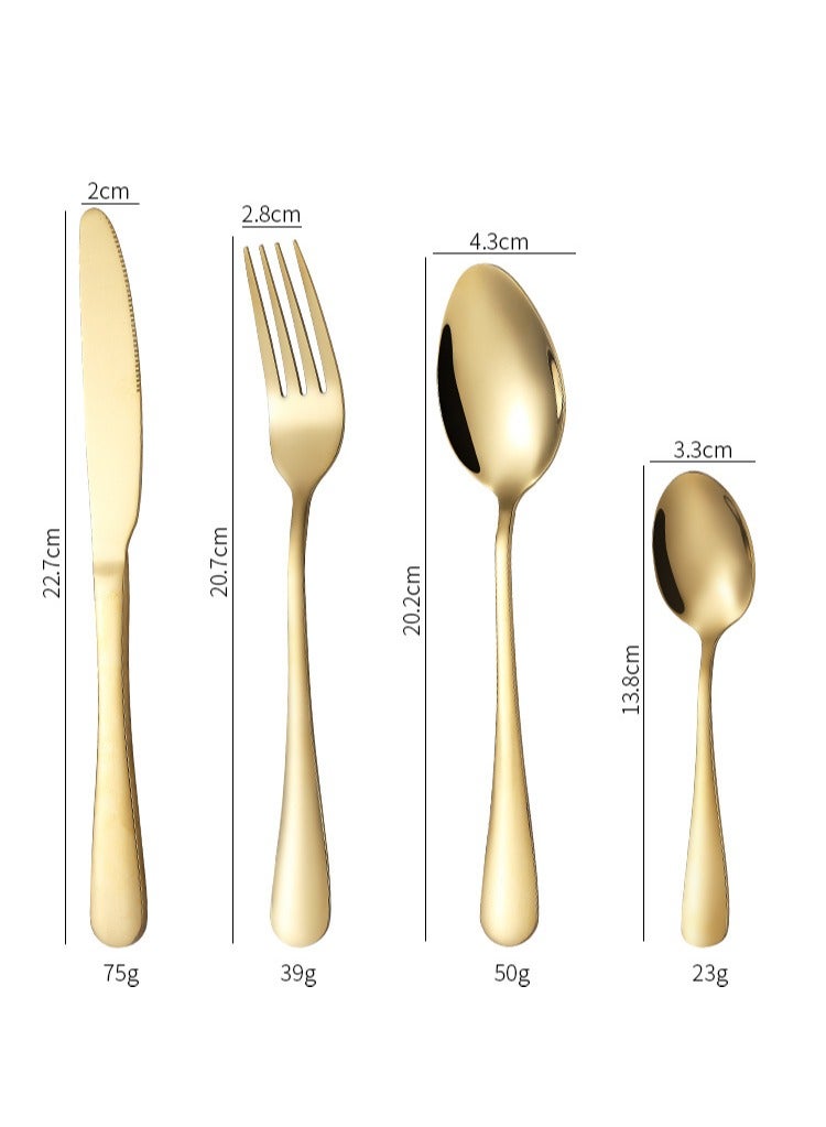 general Stainless steel cutlery 24-piece set, Western food four-main pieces, knives, forks, spoons, with storage shelves, gift box set - Image 2