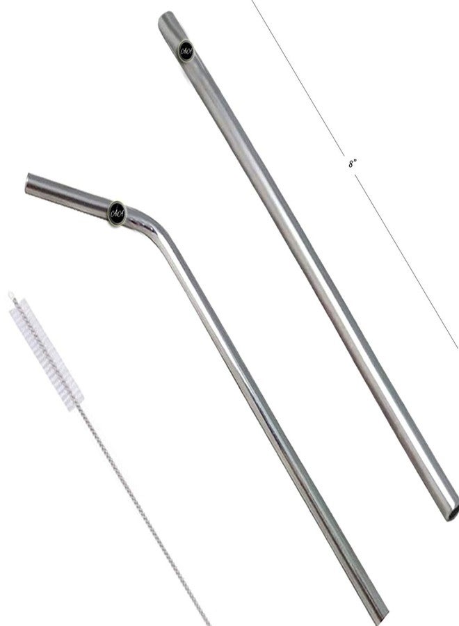 AIA India Drinking Stainless Steel Straws, Bar Accessories (2 Pcs Bent Straw + 2 Pcs Straight Straw) | Length 8.00 INCH | Set of 4 - Image 2