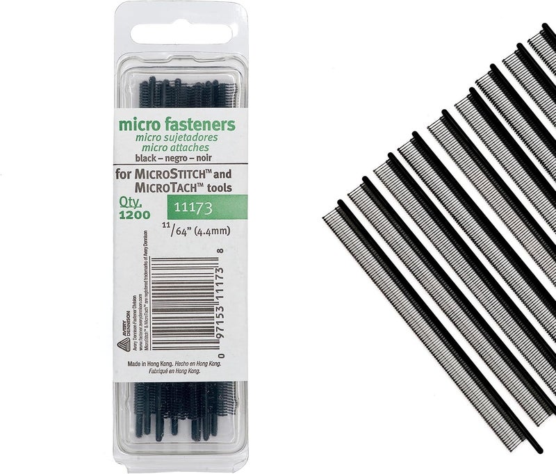 MicroStitch Fasteners Refill Pack - 1200 Black Micro Fasteners for Quick Hemming and Quilting - Image 1