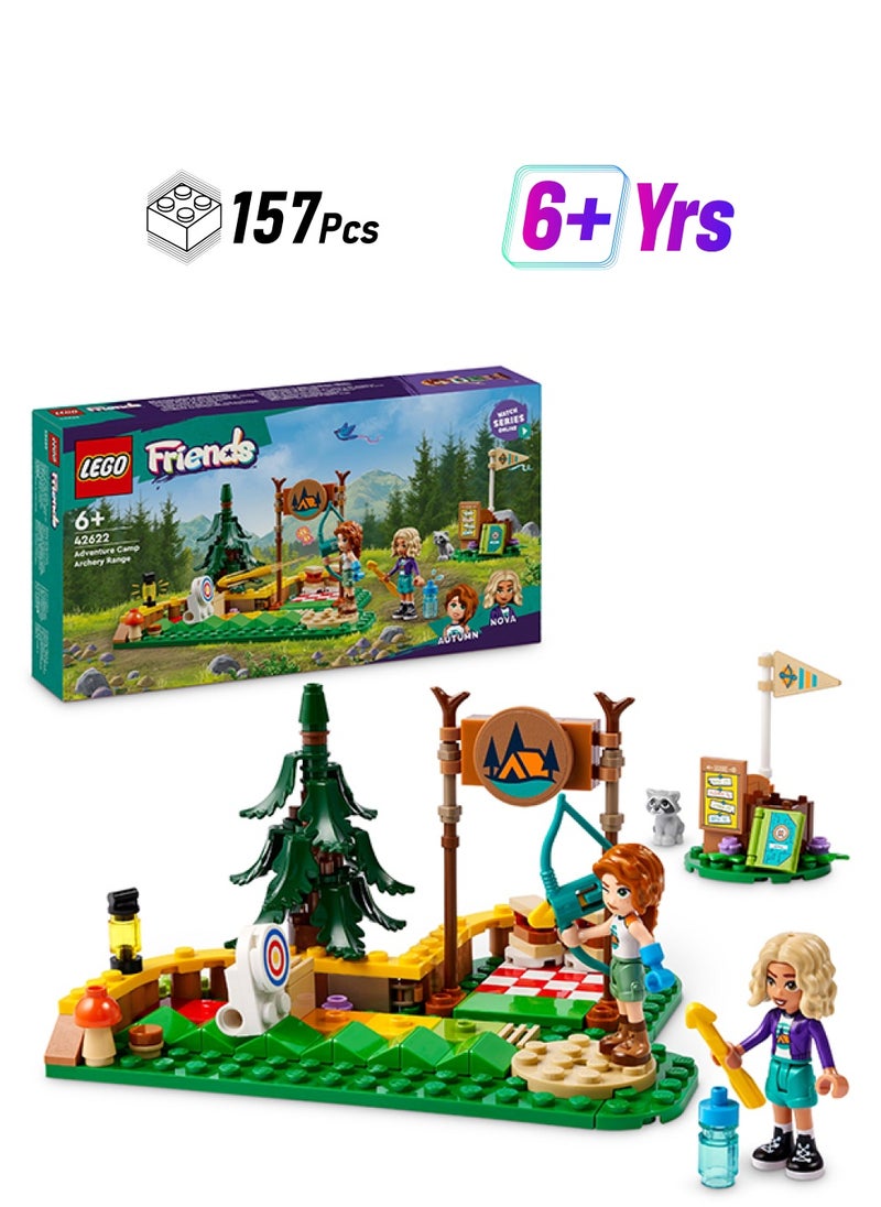 ليغو مجموعة لعب ميدان الرماية في مخيّم المغامرات من LEGO® Friends، لعبة بناء للأطفال مع قوس وسهام لعبة للصبيان والبنات بعمر 6 سنوات أو أكثر، 2 من الدمى الصغيرة وشخصية راكون 42622 (157 قطعة)  - Image 1