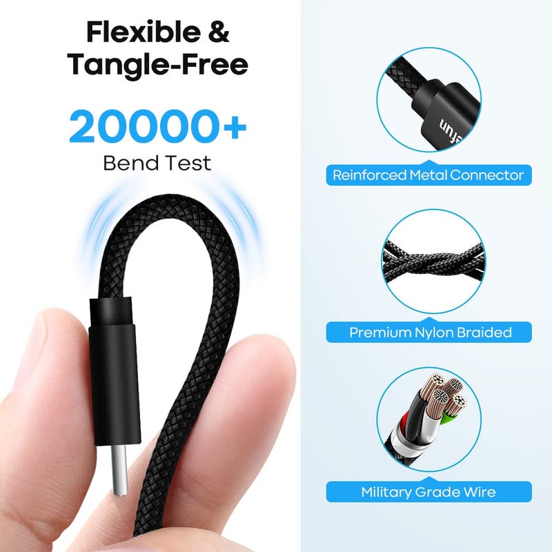 CLEEFUN كابل USB C طويل جداً من CLEEFUN، 26 قدم / 8 متر، كابل طاقة USB إلى USB C - كابل شحن من نوع C بطول 26 قدم (بدون بيانات) لهاتف USB-C، جهاز لوحي، PS5، سويتش والمزيد، مضفر من النايلون - Image 4