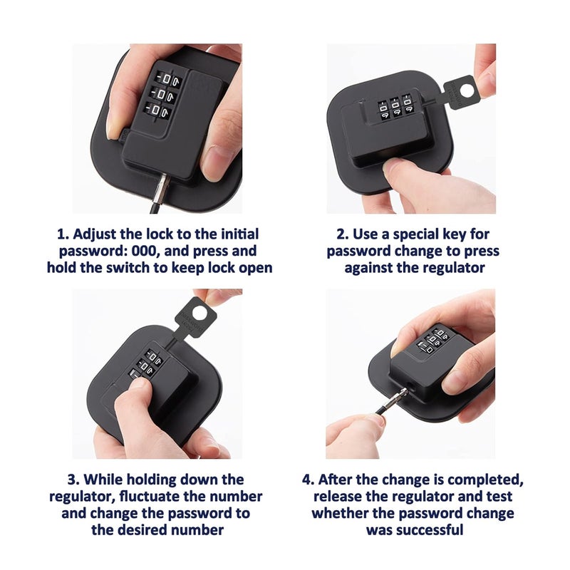 Refrigerator Lock with Password Fridge LocksLock for Fridge Freezer Cabinets and Drawers Air Oven Air Fryer Closets Windows 2 Pack Refrigerator LocksBlack  Square - Image 3