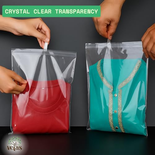 VETAS Transparent BOPP Self Adhesive Sealable Polybags for Saree, Shirt & Garment Packing –Large 14 x 18 Inch Polythene Bags – Clear Dust & Moisture Resistant Clothing Covers – Pack of 50 - Image 5