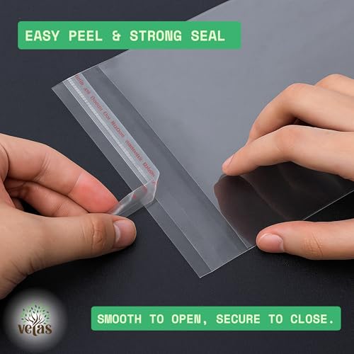 VETAS Transparent BOPP Self Adhesive Sealable Polybags for Saree, Shirt & Garment Packing –Large 14 x 18 Inch Polythene Bags – Clear Dust & Moisture Resistant Clothing Covers – Pack of 50 - Image 3