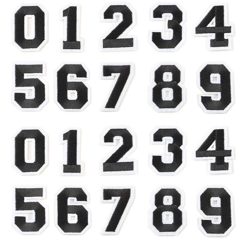 SeBeauty 2 Sets Number Patches Set Number Appliques 09 Iron On Stickers Sew On Decals Iron On Numbers for Jerseys Varsity Jacket Fabric Embroidered DIY Decorations Craft Project Accessories 20 InchBlack