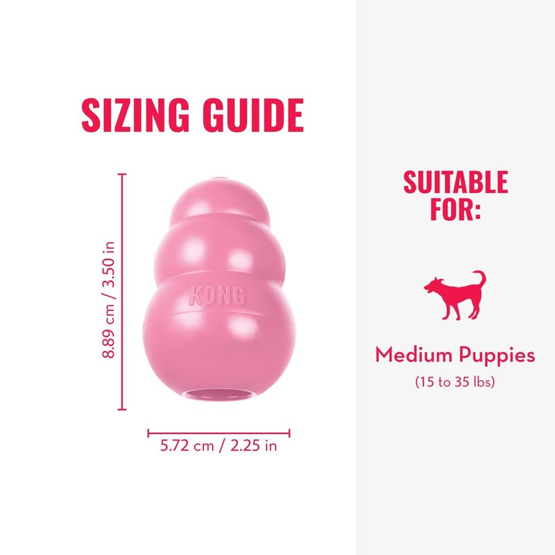 KONG - Puppy Toy Natural Teething Rubber - Fun to Chew, Chase and Fetch - for Medium Puppies - Pink - Image 3