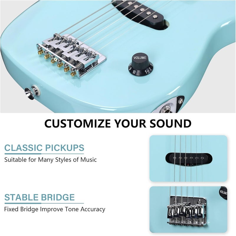 Winzz EGM100 30 Inches Real Kids Electric Guitar with Beginner Kit, Right Handed (Light Green) - Image 4