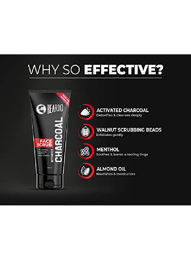 BEARDO Activated Charcoal Antipollution Face Scrub For Deep Pore Cleaning 100 Gm | Removes Dirt Impurities | Suitable For Acne Prone Skin | For Men  - Image 3