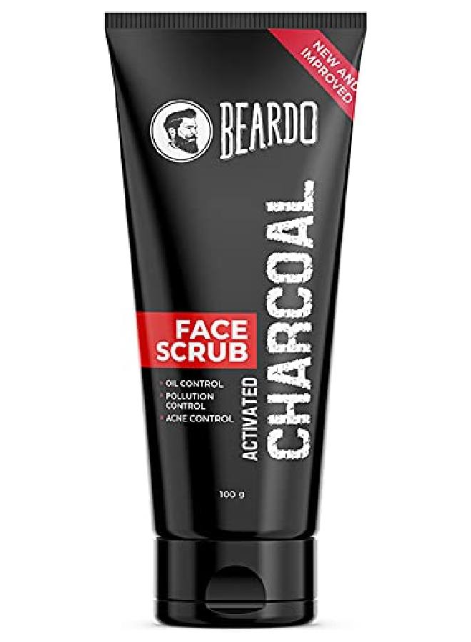 BEARDO Activated Charcoal Antipollution Face Scrub For Deep Pore Cleaning 100 Gm | Removes Dirt Impurities | Suitable For Acne Prone Skin | For Men  - Image 2