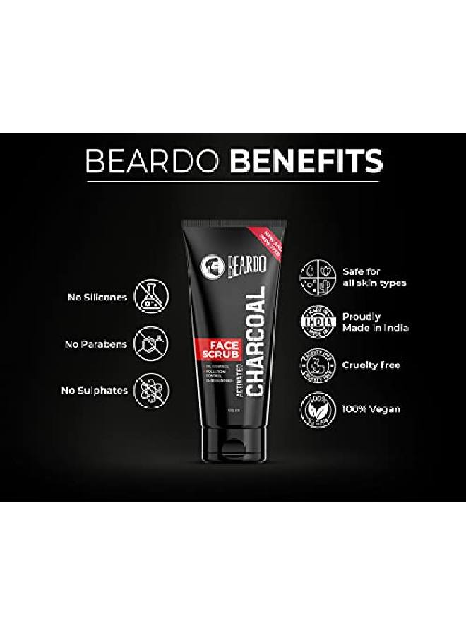 BEARDO Activated Charcoal Antipollution Face Scrub For Deep Pore Cleaning 100 Gm | Removes Dirt Impurities | Suitable For Acne Prone Skin | For Men  - Image 4