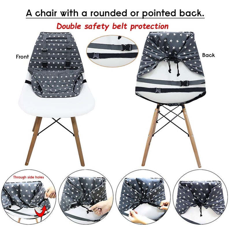 MINGRI Portable Baby High Chair Safety Seat Harness for Toddler, Baby Travel Essential Easy High Booster Seat Cover for Infant Eating Feeding Camping with Adjustable Straps Shoulder Belt,Holds Up to 38lbs. - Image 5