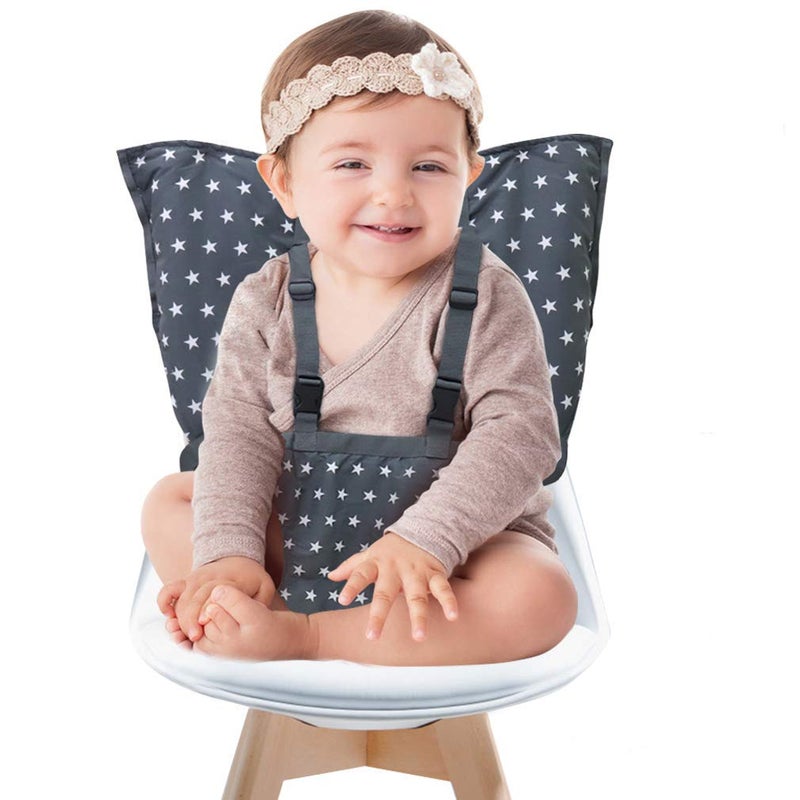 MINGRI Portable Baby High Chair Safety Seat Harness for Toddler, Baby Travel Essential Easy High Booster Seat Cover for Infant Eating Feeding Camping with Adjustable Straps Shoulder Belt,Holds Up to 38lbs. - Image 1