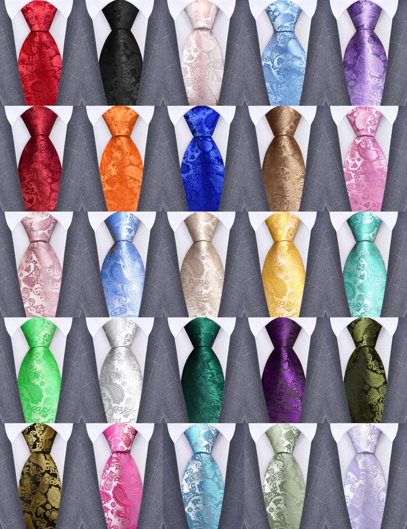GUSLESON Mens Aqua Tie for Wedding Lake Green Paisley Necktie for Party (1036-25) - Image 3