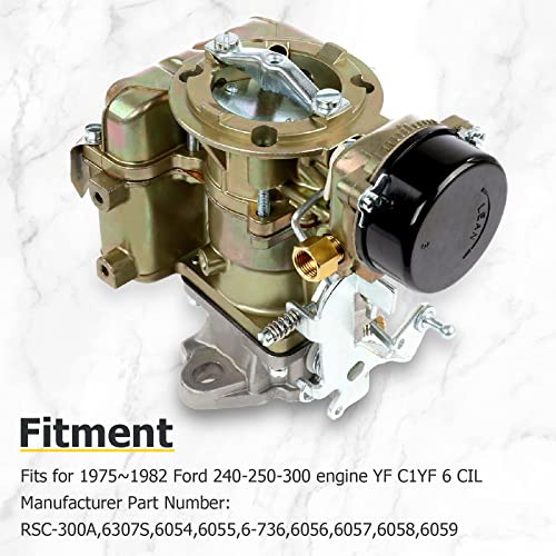 AUXMART Carburetor for Carter YF Type Fits for Ford 240 250 300 YF C1YF 6 Cylinder CIL Engine 1975-1982 D5TZ9510AG - Image 2