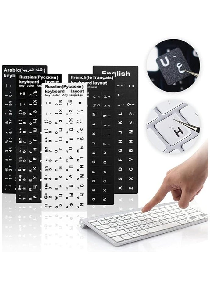 erorex Dustproof Waterproof Strong Viscosity English Russian Keyboard Layout Sticker for Laptop PC (White With Black Font)  - Image 3