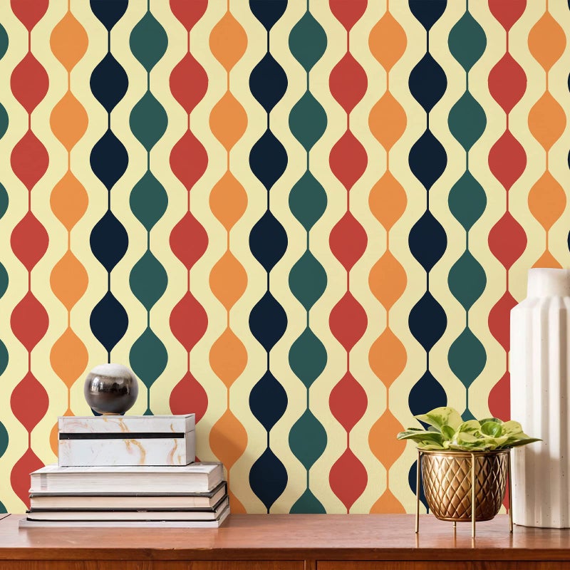 JiffDiff Retro Checkered Wallpaper Peel and Stick 15.7"x 118" Retro Geometric Wallpaper Checkered Contact Paper Abstract Modern Wall Paper 1970s Wall Decor Colorful for Bathroom Cabinet - Image 2
