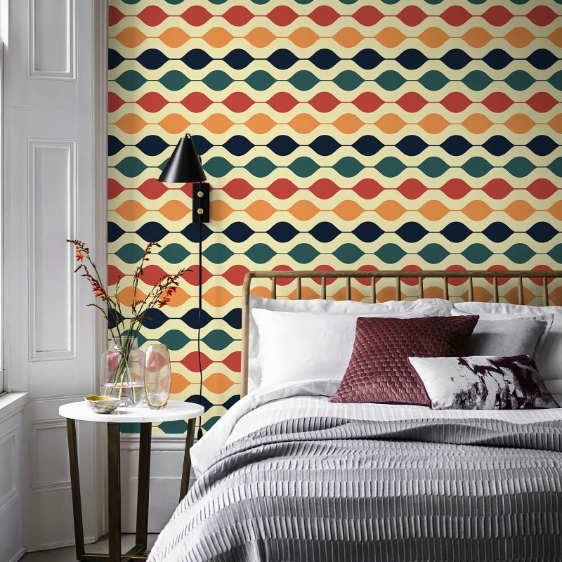 JiffDiff Retro Checkered Wallpaper Peel and Stick 15.7"x 118" Retro Geometric Wallpaper Checkered Contact Paper Abstract Modern Wall Paper 1970s Wall Decor Colorful for Bathroom Cabinet - Image 4
