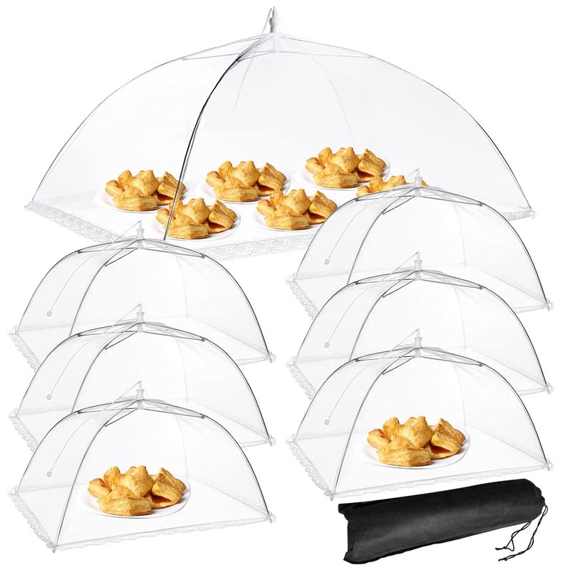 SPANLA Mesh Food Cover SPANLA 7 Pack Food Covers for Outside 1 Extra Large 41X27  6 Standard 17X17 Mesh Food Covers for Outdoors Food Nets Food Tents Outdoor Reusable and Collapsible 