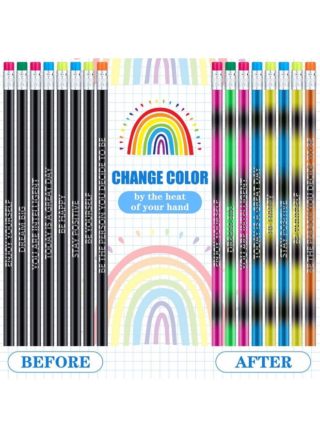 TecUnite 240 Pcs Inspirational Pencils And Inspirational Bookmarks Set 120 Motivational Book Marks 120 Thermochromic Color Changing Pencils For Students Teachers Reward Gifts - Image 3