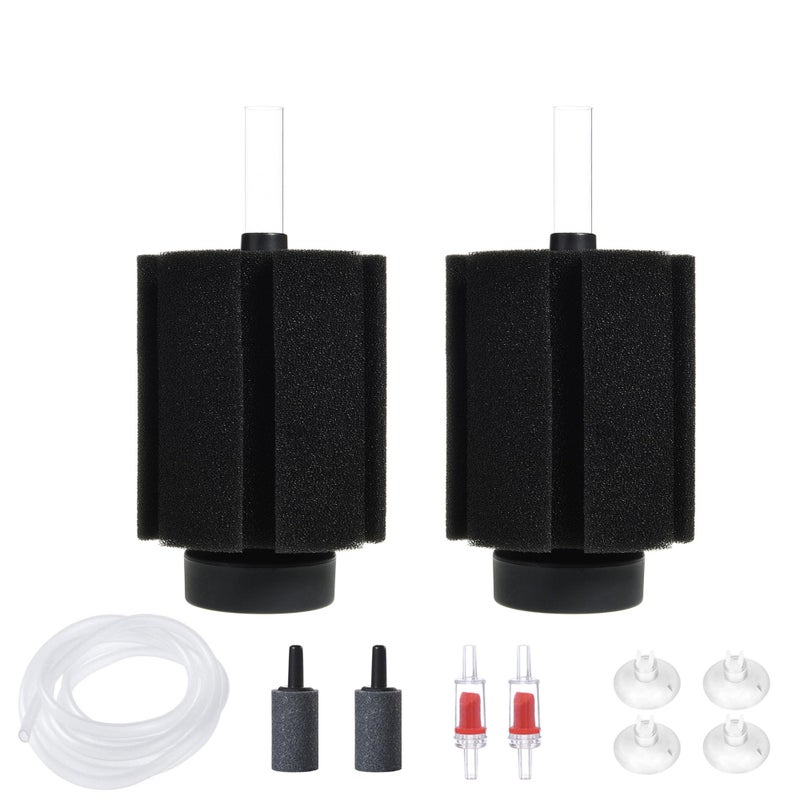 ALEGI Aquarium Bio Sponge Filter with Ceramic Media for Clear and Quiet Aquariums for Betta Fry Shrimp Tiny Fish Tank (10-40 Gallon 2 Pack) - Image 1