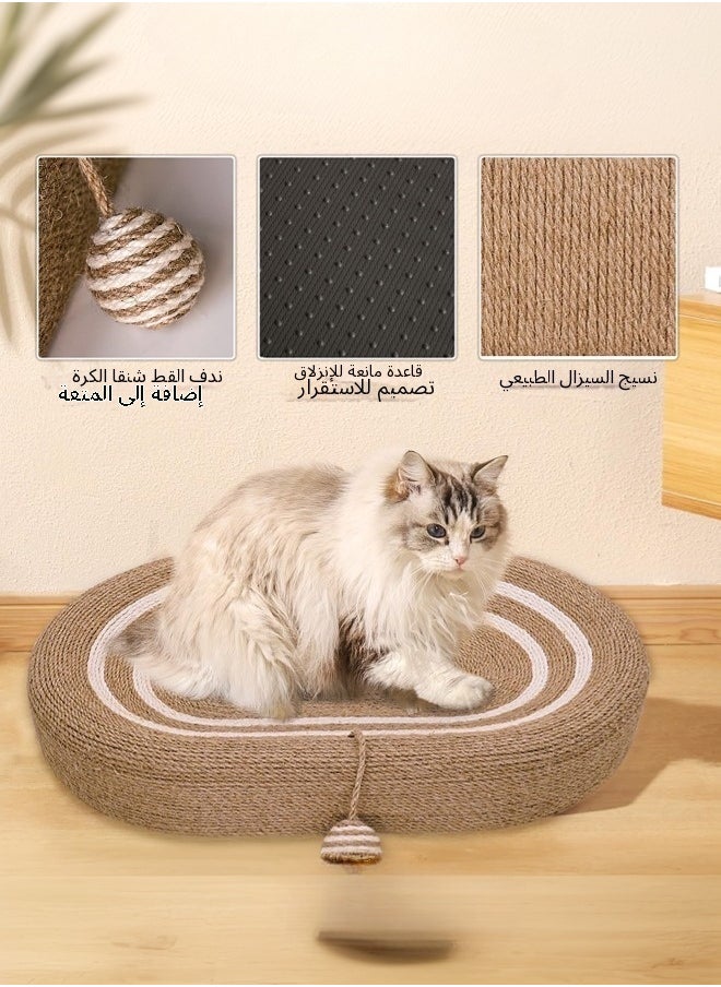 tangs - Elliptical Sisal Cat Scratching Pad with Cat Ear Design, Cardboard Cat Bed, Cat House, Cat Claw Nest, Indoor Cat Scratching Board for Clawing, Includes Galls, Matatabi Stick, and Catnip - Image 1