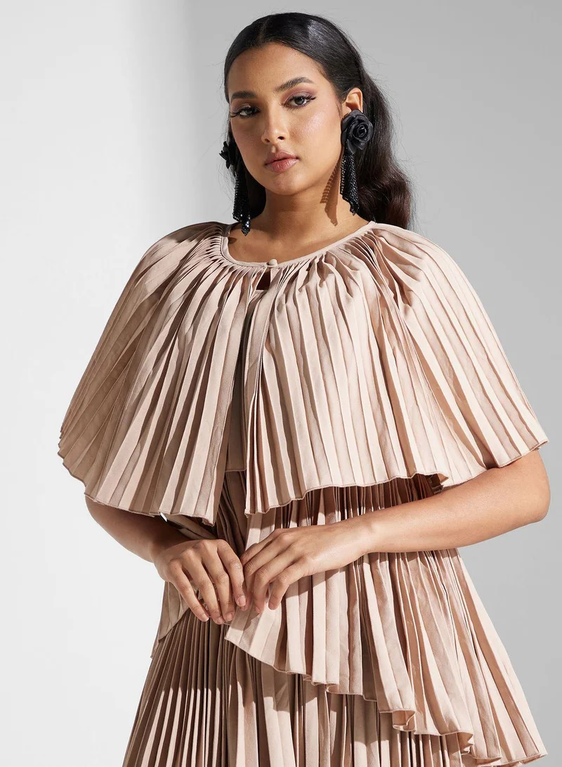 SINOIR Pleated Tiered Dress