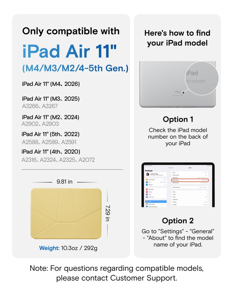 MOFT Dynamic Folio Case for iPad Air 11"(M4 2026 / M3 2025 / M2 2024) & iPad Air 10.9-inch 5th 4th Generation 2022 2020, Slim Magnetic Stand Case with 20+ Viewing Angles, Panna Cotta x Faded Jeans - Image 2