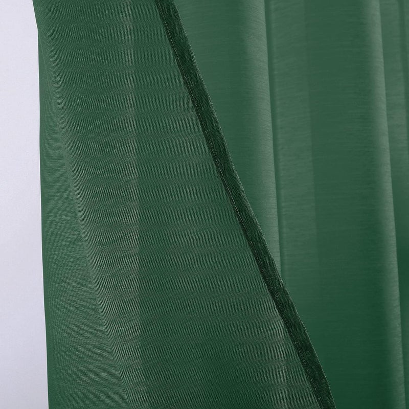 DONREN Dark Emerald Green Sheer Curtains 63 Inch Length for Boy's Room - 2 Panels Hunter Green Grommet Elegant Semi Voile Window Drapes for Bedroom 52 W x 63 Inches Long - Image 4