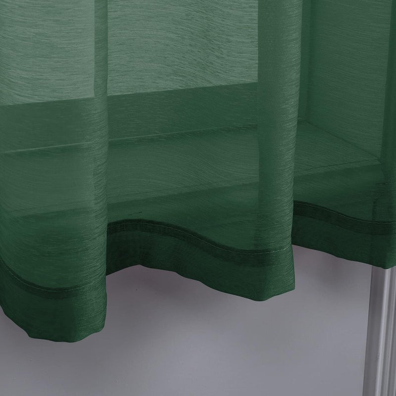 DONREN Dark Emerald Green Sheer Curtains 63 Inch Length for Boy's Room - 2 Panels Hunter Green Grommet Elegant Semi Voile Window Drapes for Bedroom 52 W x 63 Inches Long - Image 5
