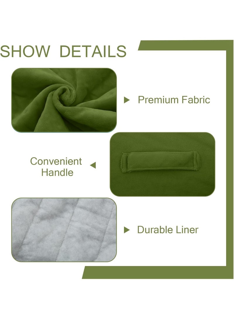 Square Stuffed Pouf Ottoman Foot Rest, Floor Pouf Foot Stool with Foam Chunk Filling, Soft Stuffed Ottoman Footrest for Living Room, Green - Image 4