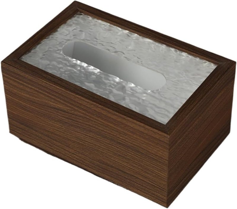 حامل علبة المناديل الخشبية بتصميم تموجات المياه، تصميم حديث للمكتب وغرفة المعيشة، مقاس 197 × 127 × 95 مم - Image 2