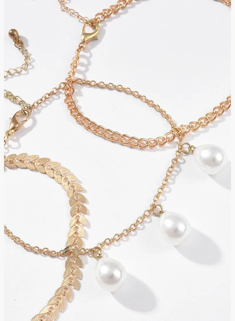 SOHI Gold Plated Pearl Anklet