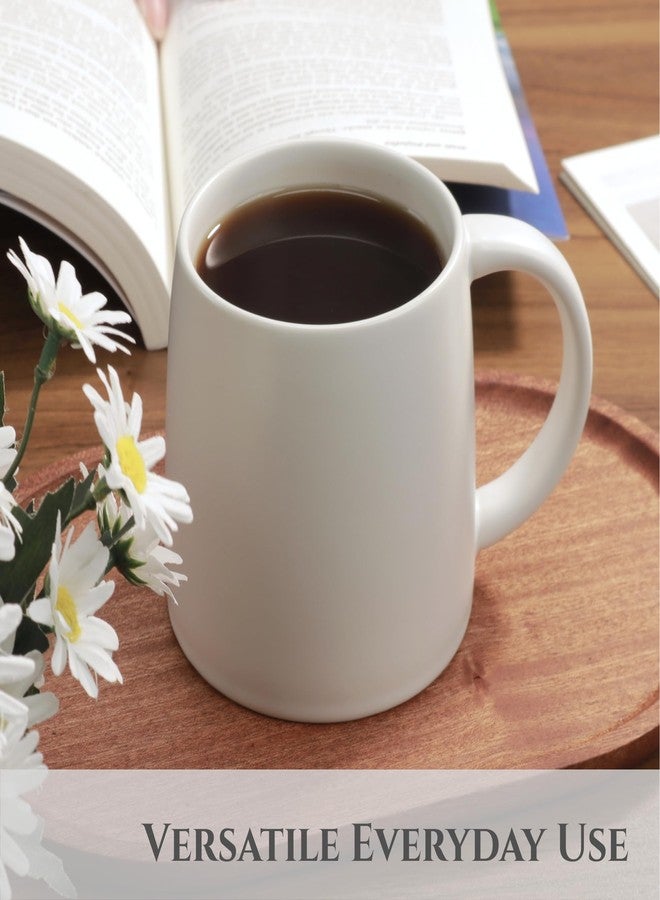 LINVIA Classic Mug, 14 oz Large Coffee Mug with Handle, Ceramic Porcelain Tea Cup, Smooth Matte (Sliding Lid, White) - Image 4