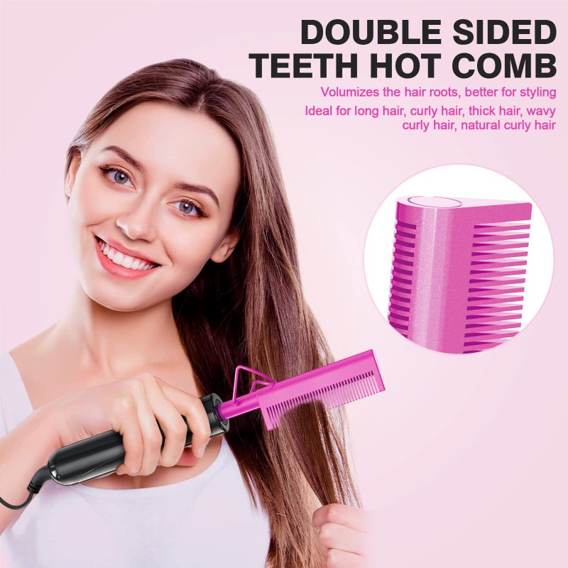 DAN Technology Dual Voltage Hot Comb for Wigs, Black Hair & Baby Hair, Ceramic Pressing Comb with Fine Back Teeth for Edges 30s Fast Heating Electric Straightener (430/450Â°F) Anti-Scald Folding Stand - Image 3