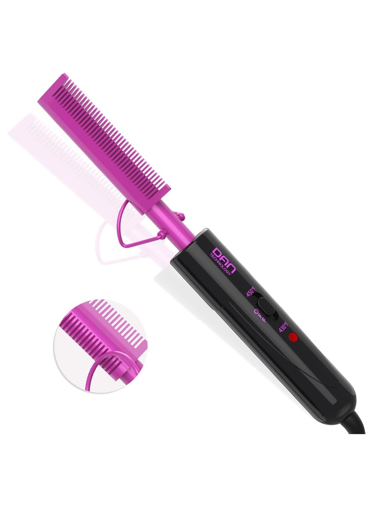 DAN Technology - 2 in 1 Hot Comb Hair Straightener for Wigs, Black Hair & Beard, Anti-Scald Straightening Comb with Keratin & Argan Oil Infused Teeth, Portable Electric Press Comb Double Side Teeth Ceramic Heat Comb - Image 1