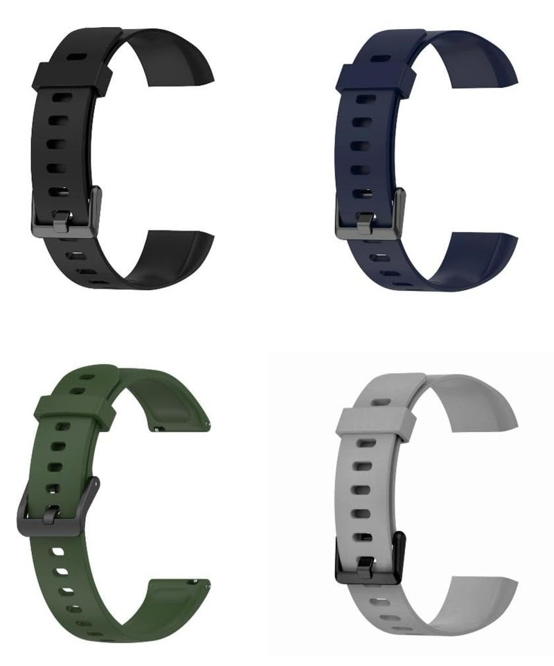 INEFABLE Realme Band Strap RMA183 Soft Silicone Band Strap - Black,Blue,Grey,Green - Pack of 4 - Image 4