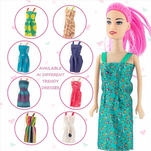 Storio Myra Doll Playset Beautiful Dazzling Doll Toy with Moveable Arms & Legs for Girls (Doll with Accessories) - Green Dress - Image 2