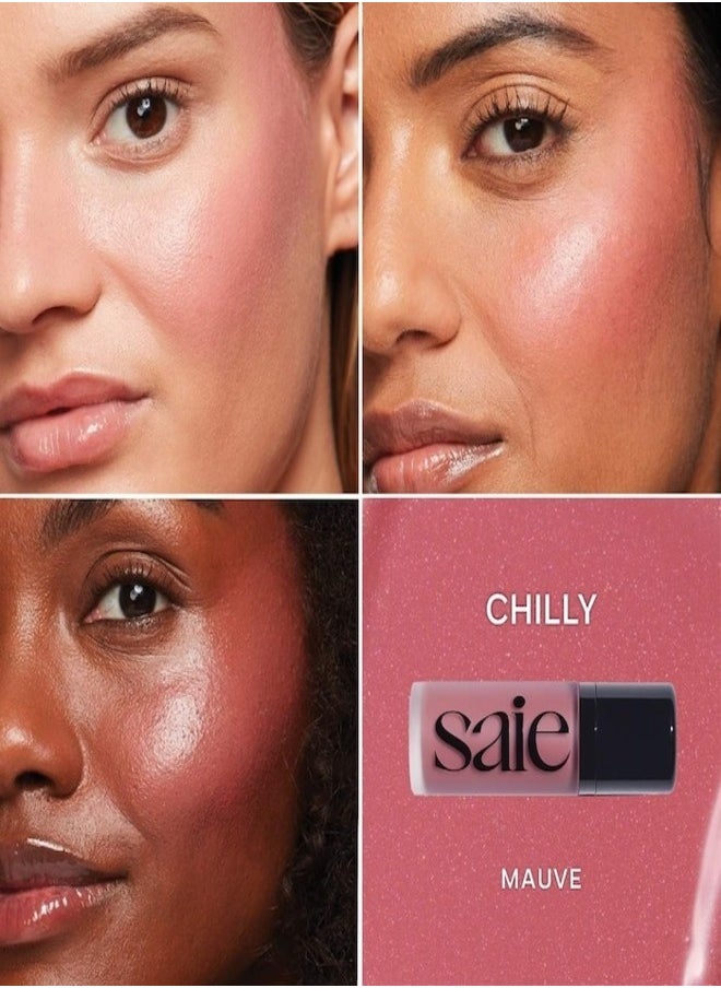 Saie SAIE Dew Blush - Lightweight Blendable Liquid Blush, Chilly - mauve11g for a Natural Glow  - Image 2