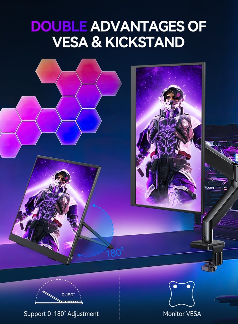 أوبيرفكت شاشة محمولة UPERFECT 18 بوصة 144 بوصة 144 هرتز 2560*1600P 2K QHD 2K IHD IPS USB C ومنفذ HDMI صغير مع شاشة ثانية مدمجة للتركيب للكمبيوتر المحمول/الهاتف/وحدة التحكم في الألعاب، قابلة للتركيب VESA - Image 2