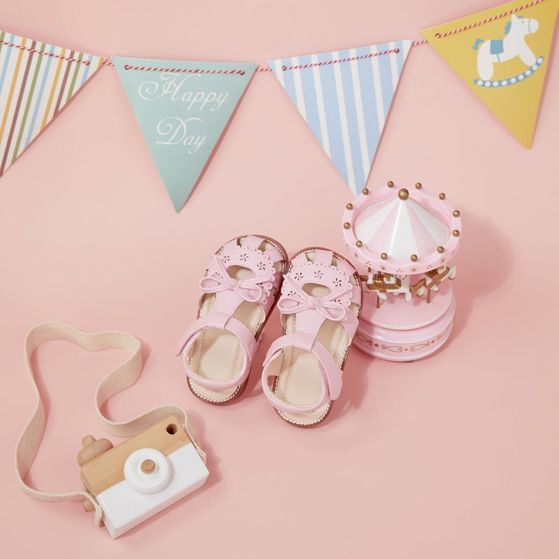Otter MOMO Girls Open Toe Princess Flat Sandals with Comfort Sole Summer Pink Sandals Size 9 - Image 5