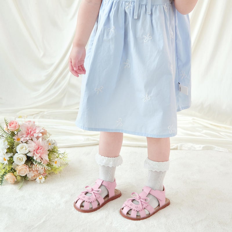 Otter MOMO Girls Open Toe Princess Flat Sandals with Comfort Sole Summer Pink Sandals Size 9 - Image 3