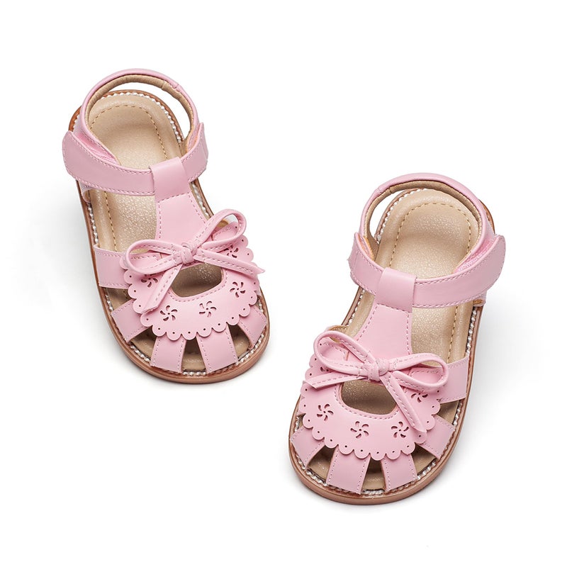 Otter MOMO Girls Open Toe Princess Flat Sandals with Comfort Sole Summer Pink Sandals Size 9 - Image 1