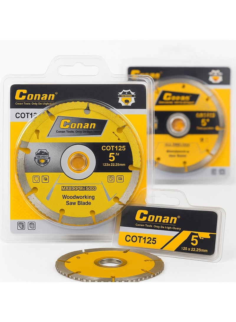 Conan 5" Woodworking Saw Blade – COT125 | 125mm x 22.23mm | High-Performance TCT Circular Blade for Wood | Max 13000 RPM - Image 1