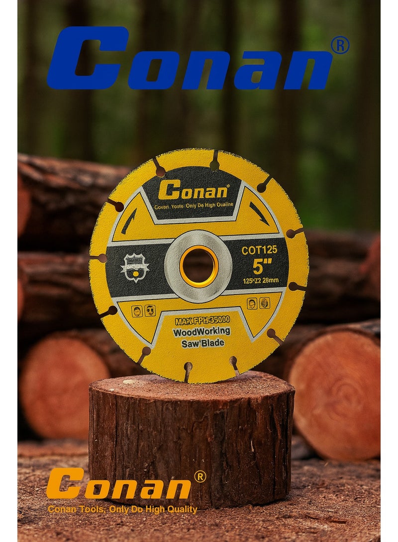 Conan 5" Woodworking Saw Blade – COT125 | 125mm x 22.23mm | High-Performance TCT Circular Blade for Wood | Max 13000 RPM - Image 2