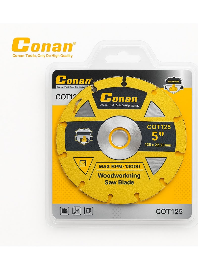 Conan 5" Woodworking Saw Blade – COT125 | 125mm x 22.23mm | High-Performance TCT Circular Blade for Wood | Max 13000 RPM - Image 5