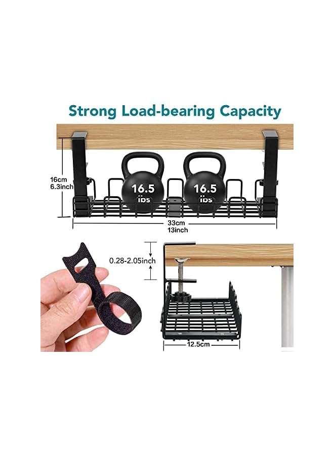 promass Cable Management Under Desk Tray, 13" No Need to Drill Holes Cable Organizer, Cord Organizer Wire Holders for Desk, Cable Organizer, Cable Tray, Wire Organizer, Cord Management Basket - Image 3