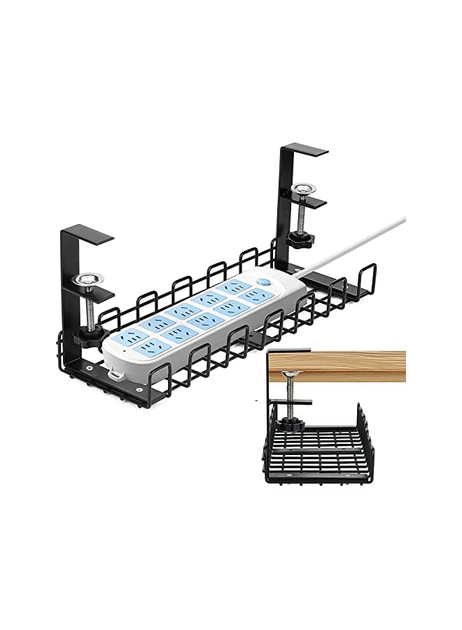 promass Cable Management Under Desk Tray, 13" No Need to Drill Holes Cable Organizer, Cord Organizer Wire Holders for Desk, Cable Organizer, Cable Tray, Wire Organizer, Cord Management Basket - Image 5